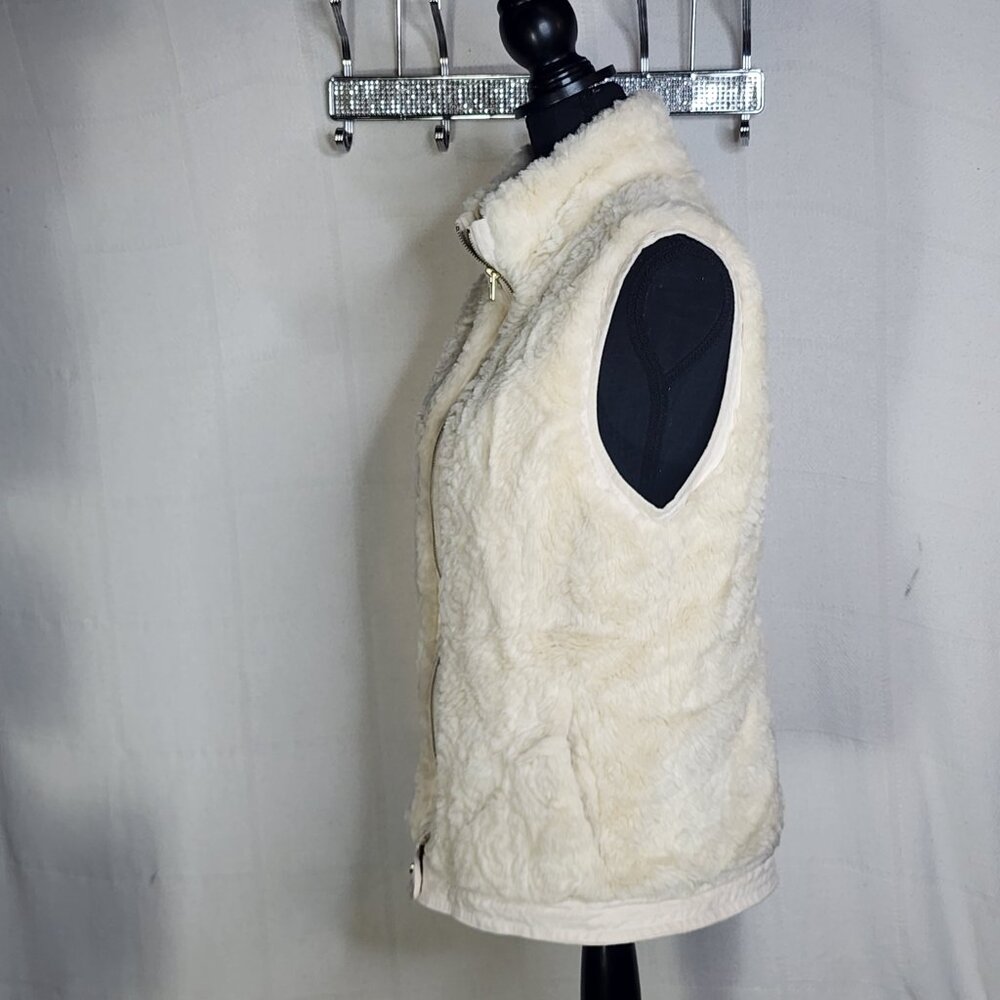 Roz & Ali Cream Colored Faux Fur Trimmed in Faux Suede Fully Lined Vest Size L - Picture 8 of 16
